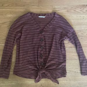 Pre loved tie front long sleeve top